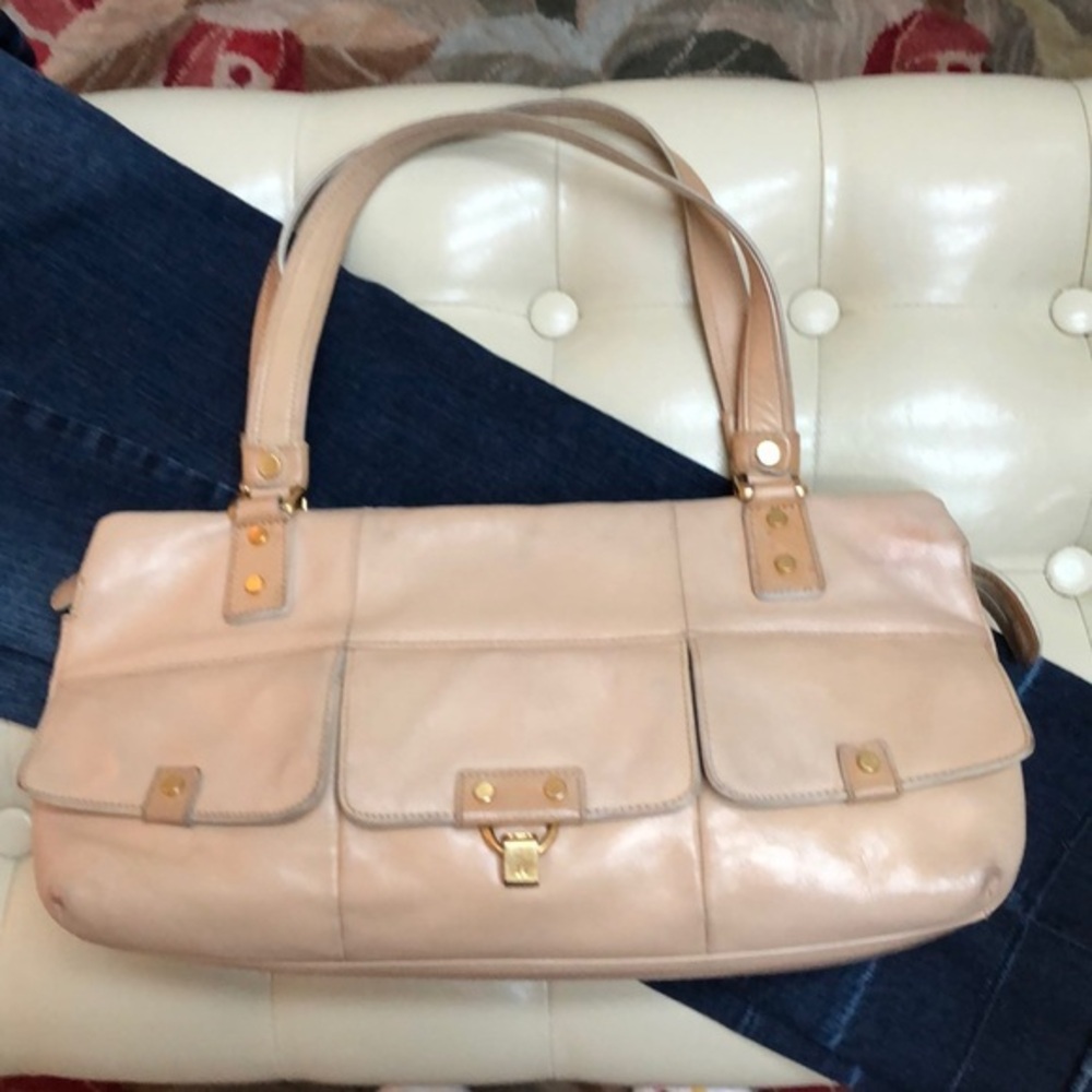 Vintage Hilfiger genuine “loved leather” utility handbag, zip top